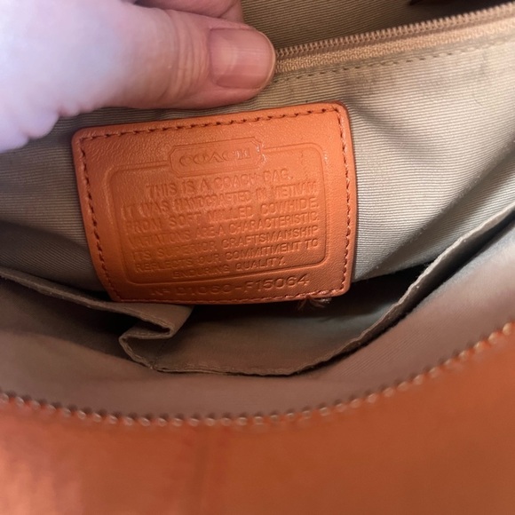 Coach Tan Leather Madison Phoebe Pebbled Orange Purse - Picture 4 of 6